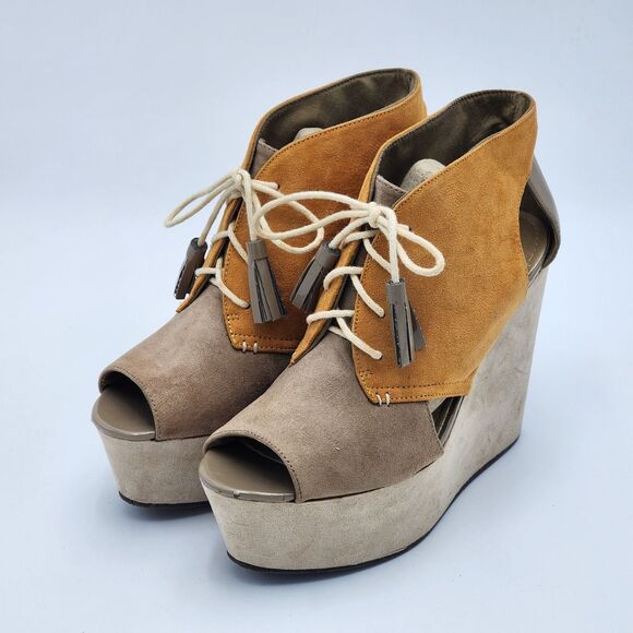 Divided by H&M Cutout Lace Up Platform Wedges Size 8 - Picture 3 of 10